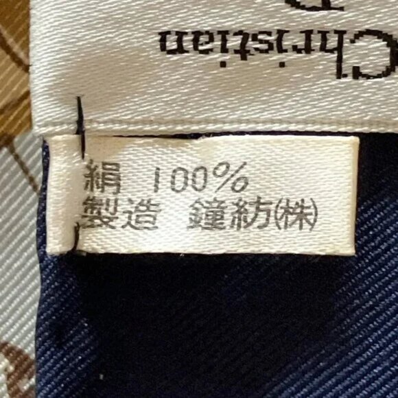 100% Authentic DIOR/ChristianDior Dark Navy Brown Multi Scarf 119-12224 - Picture 5 of 6